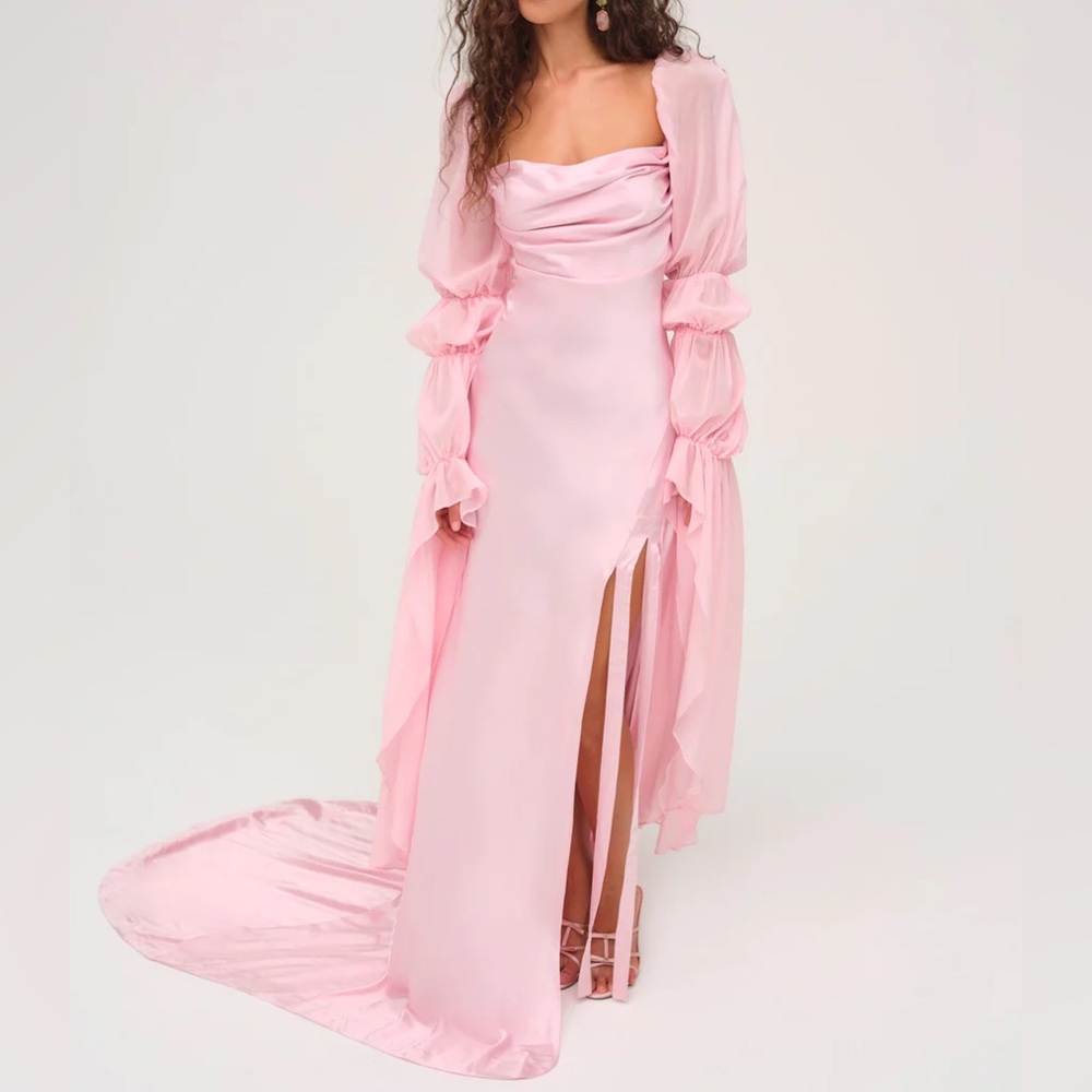 $618 NWT Light Pink For Love And Lemons “Willow” Ruched Gown Sz Large